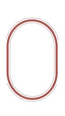 Abstract red oval frame with dotted lines on white background