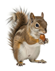 Fototapeta premium Squirrel gathering acorns in nature wildlife isolated on transparent background