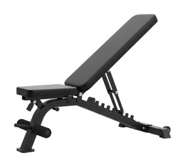 Strength training equipment gym adjustable bench fitness isolated on transparent background