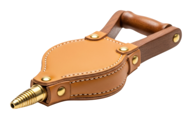 Action vintage leather blower workshop product isolated on transparent background