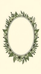 Elegant floral frame with oval center for invitations or decorative purposes