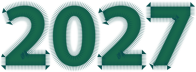the year 2027 in a large, bold green font