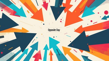 Opposite Day: illustration for a business social media banner, opposite day concept showing upward arrows pointing down and downward arrows pointing up