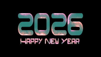 Happy new year 2026 animated glowing blue neon text celebration background. educational, presentations, yearly update intros.