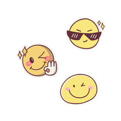 Obraz premium Emoji Icons Set Showing Different Facial Expressions, Emotions, and Reactions for Communication