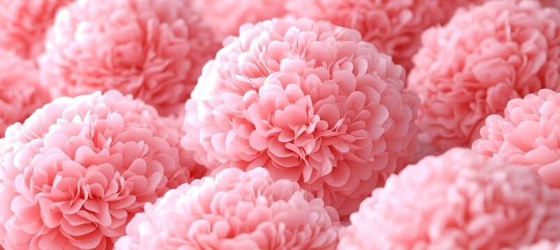 Pale pink carnation blooms and light peach blossoms on soft pastel floral wallpaper design. - Powered by Adobe