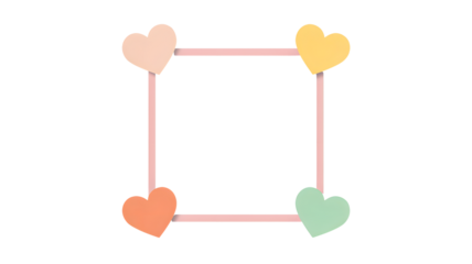 A charming pastel heart frame design on a black background perfect for romantic greetings isolated on transparent background