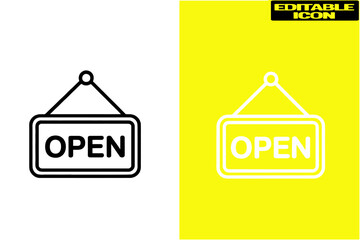 Two open signs on checkered background Vector