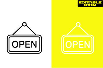 Two open signs on checkered background Vector