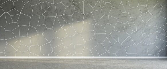 Wide concrete background wall texture for composing, Softly Illuminated empty space wall decor. 3D Rendering	