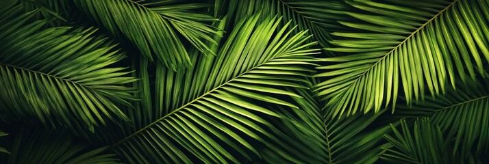Obraz premium Lush Palm Frond Canopy A Vivid Green Abundance of Nature s Beauty in a Dense Rainforest Landscape