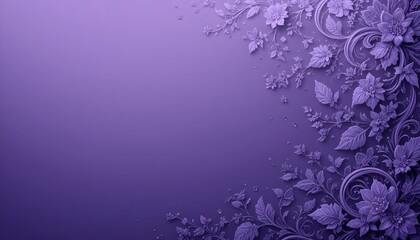 Violet purple background with lace-inspired floral patterns on the left side, creating an elegant and sophisticated design for a banner or poster template