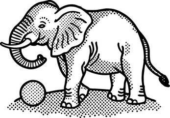 Fototapeta premium elephant playing with a ball friendly circus or zoo animal performing entertainment act