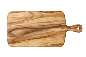 Wooden board for chopping flat lay isolated on transparent background