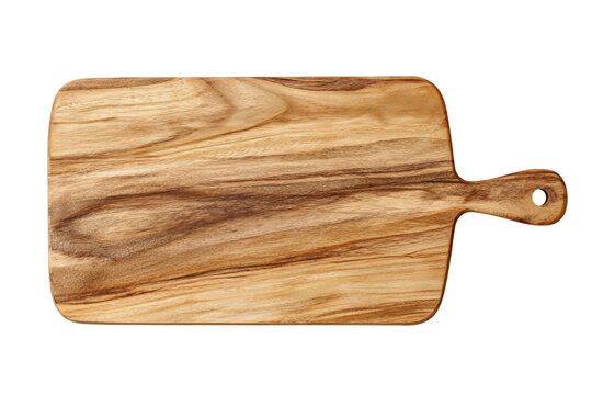 Wooden board for chopping flat lay isolated on transparent background