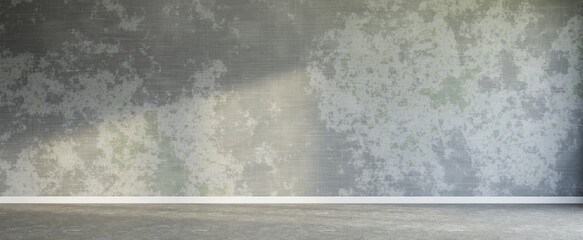Wide concrete background wall texture for composing, Softly Illuminated empty space wall decor. 3D Rendering	