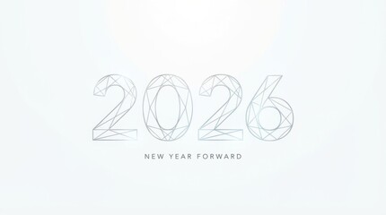 2026 wireframe lines on clean white background clean contemporary poster concept perfect for new year posters cards and social media templates