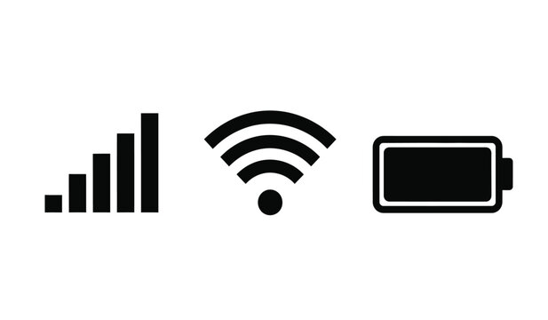 Mobile phone signal strength wifi and battery icons