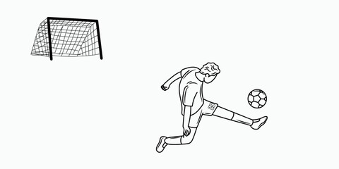 Minimalist Soccer Player Action Set Kicking and Heading Football Illustration