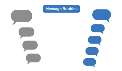 Collection of grey and blue message bubbles on for chat or dialogue