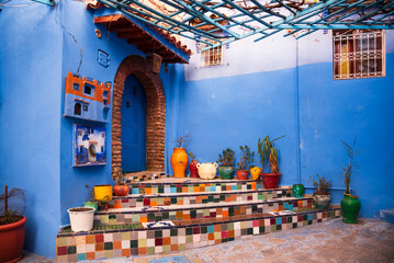 Streets and houses of Chefchaouen, Morocco, the Blue city © Maresol
