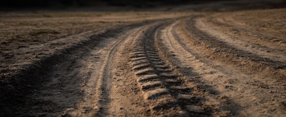 Old tire tracks dance like ghosts on dusty ground whispering of journeys past.