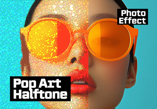 Pop Art Halftone Photo Effect Template