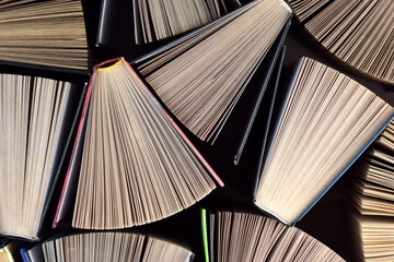 Lots of books. Educational theme. Learning concept