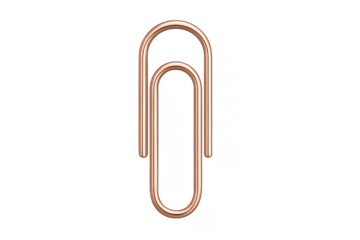 Rose gold paperclip 3d icon for office organization