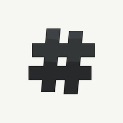 Obraz premium Black hashtag symbol on simple background, representing social media engagement and digital communication. Ideal for marketing materials related to social media strategies or trending topics.