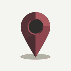 Dark red location pin symbol on a light background, concept of navigation and geographical positioning. Useful for applications related to mapping or location-based services.
