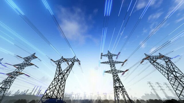 Ultra-high voltage and power towers transmit current signals