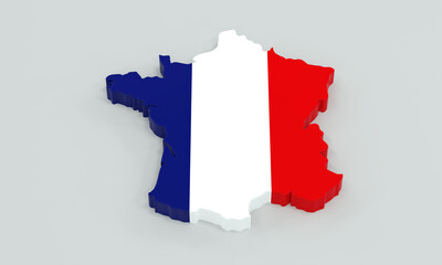 carte de france en 3D avec contours biseaut&eacute;s - rendu 3D