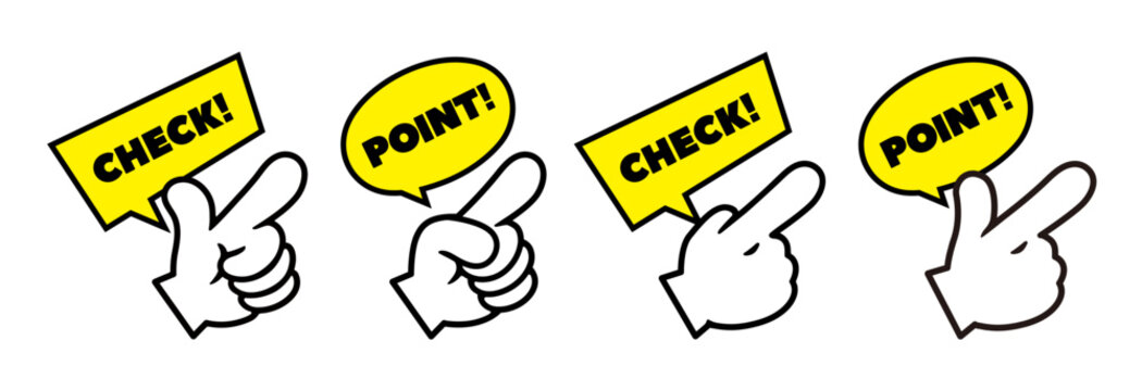 チェック、ポイントの指さしアイコンセット ベクターイラスト