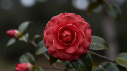 Crimson Camellia Close-Up
