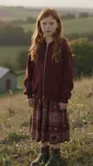 Young Girl on Hillside
