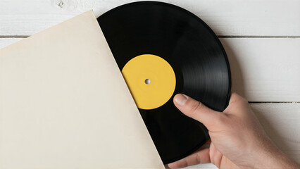 Hand Holding Vinyl Record