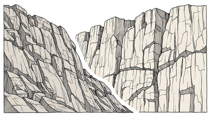 Dramatic rocky mountain landscape with steep cliffs