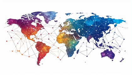 Global connections world map network.