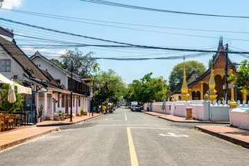 street view of luang prabang city, laos