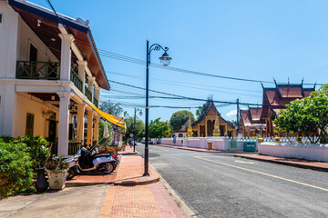 street view of luang prabang city, laos