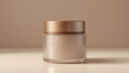 Luxurious skincare cream in elegant glass jar with gold lid