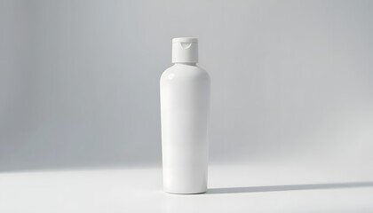 White cosmetic bottle on clean surface for product branding