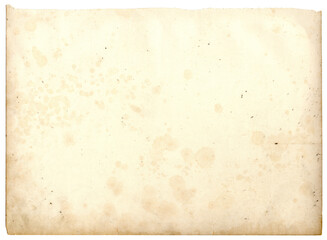 Altes vergilbtes Kalenderblatt im Querformat mit stark fleckig - ein altes Dokument mit Schimmelflecken