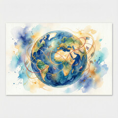 kula ziemska na kolorowym tle