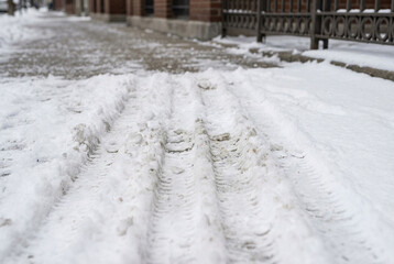snow covered road in winter