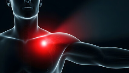 Anatomical View of Rotator Cuff Injury and Shoulder Ache Concept