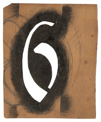 Alte Papierschablone Malerschablone Zahl Hausnummer 6 Sechs