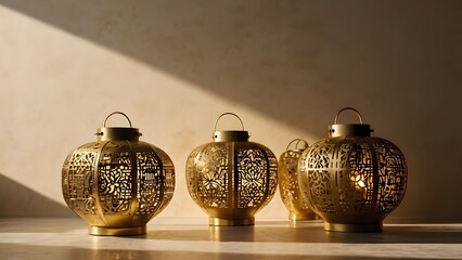 Single Lantern with Islamic Ornament Wall