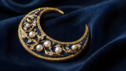 Golden Crescent Ornament Close Up